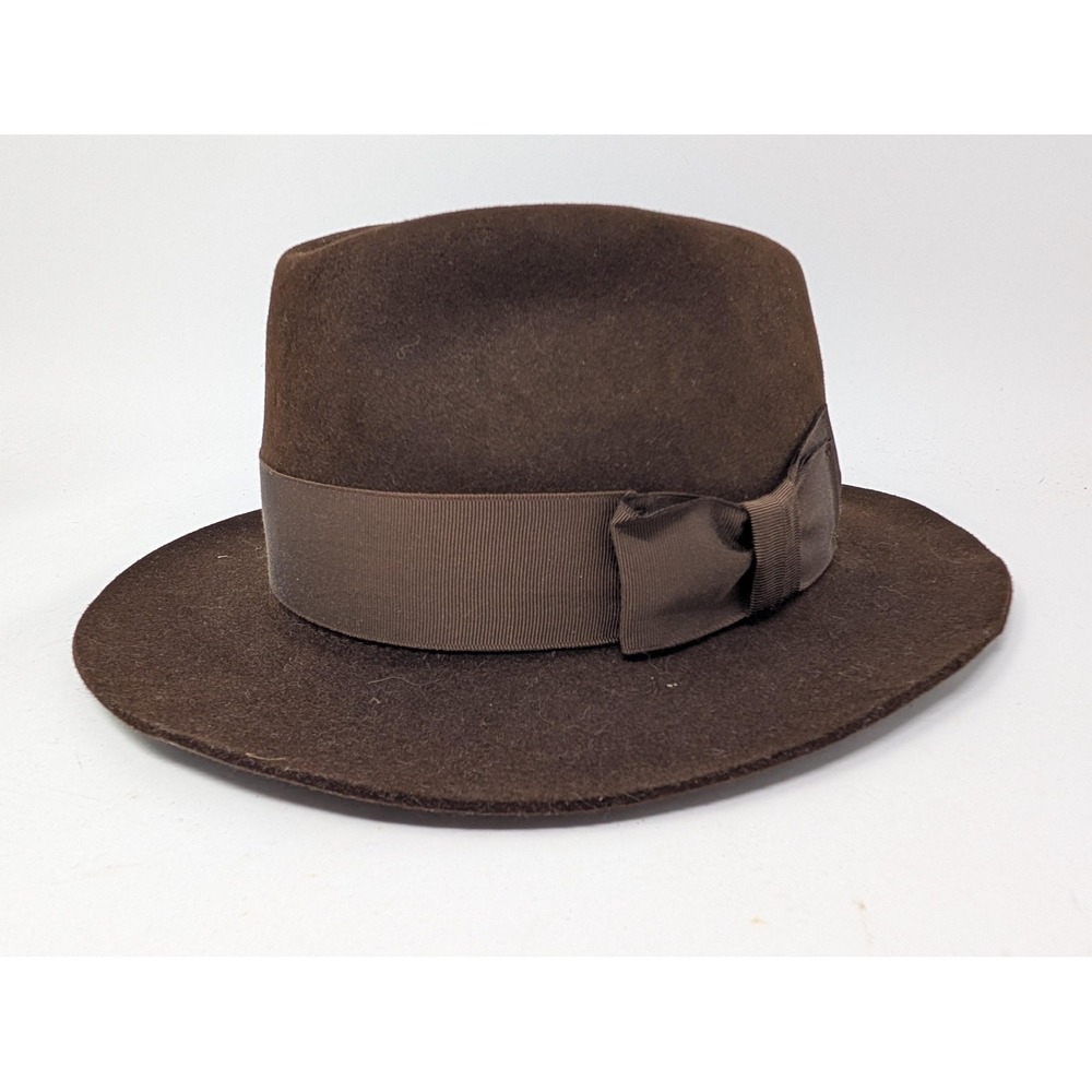 Christys London Hat Fedora Fitted Mens 7 3/8 Brown Fur Felt Lined Made England